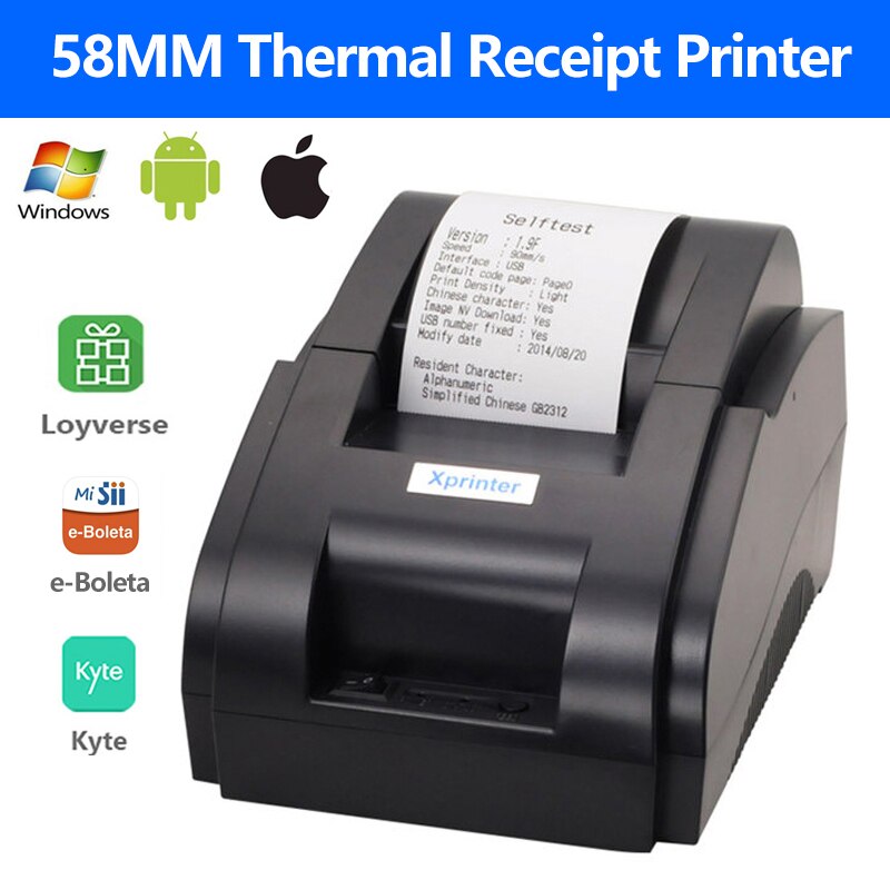 XP-58IIH POS Thermal Direct Printer 58MM Mini Restaurant Bill Receipt Ticket Machine USB &amp; USB+Bluetooth Interface Windows Phone
