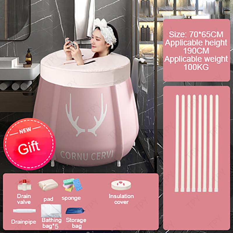2 Size Bad Volwassen Vouwen Verwarming Bidet Bad Vouwen Bad Bad Vat Inweken Bad Grote Capaciteit Voor Baby Kind Volwassen: pink-D