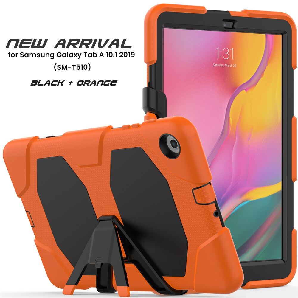 Hoesjes voor samsung galaxy tab  a 10.1 hoes afneembare kickstand siliconen schokbestendige tablethoes voor galaxy  t510/t515: Oranje