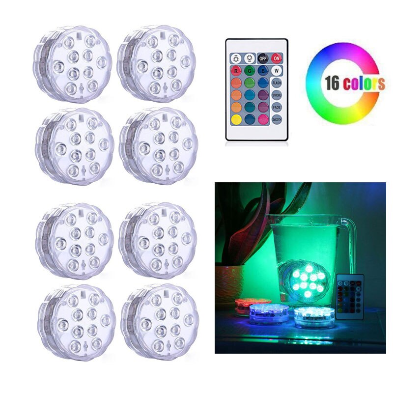 Submersible LED Lights RGB Underwater LED Light Remote Control Outdoor IP68 Waterproof Candle Lights Garden Pool Party Lamp