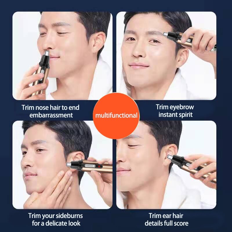 Elektrische Wenkbrauw Neus Haar Trimmer Scheermachine Gold Battery Model