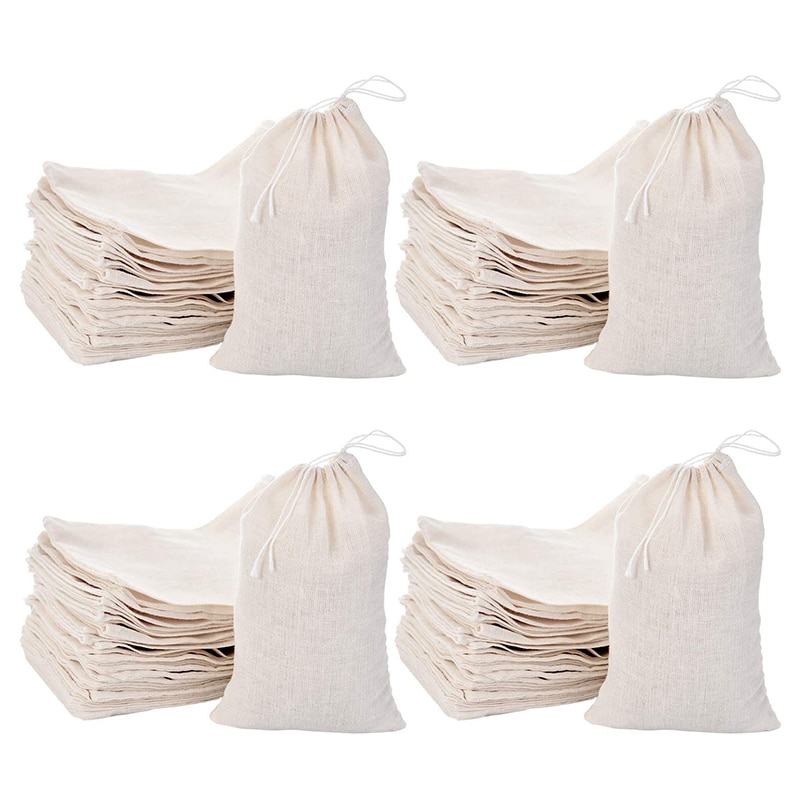 200 Pack Cotton Muslin Bags Sachet Bag Multipurpose Drawstring Bags for Tea Jewelry Wedding Party Favors Storage (4 x 6 Inches): Default Title