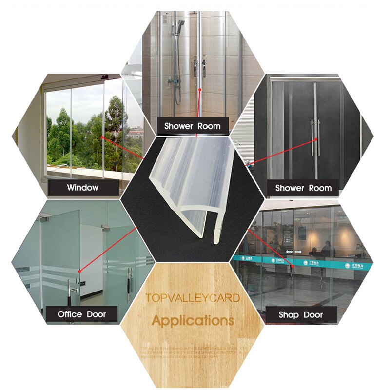 Siliconen Afdichting Strip H-Vormige Raam Afdichting Winddicht Badkamer Douche Waterdicht Frameloze Glazen Deur Raam Afdichting Strip