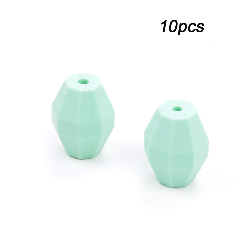 LOFCA 10pcs Baby Oak Barrel Teething Beads Geometric Shape Silicone Beads Food Grade Baby Teething Toys Chewable Jewelry DIY: Mint