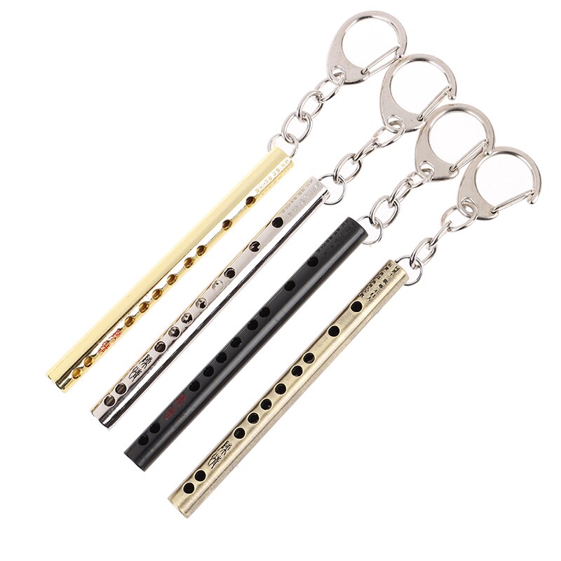 2PCS Mini Pocket Musical Instrument Keychain Cosplay Prop Accessories Flute Keyring Key Chain Pendant