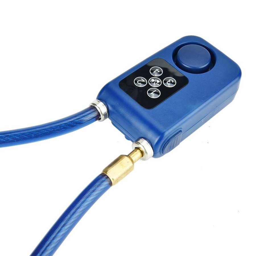 Cerradura de cadena antirrobo con alarma inteligente Y787 para puerta de bicicleta, Control de aplicación azul
