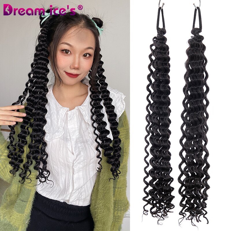 Coda di cavallo sintetica a onde profonde passione tre estensioni dei capelli intrecciate coda di cavallo coda di cavallo Hairpieces Spice Girls Cosplay Dream ice: Deep