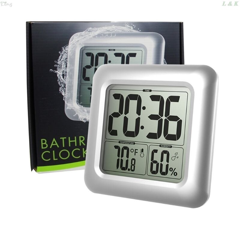 Waterdichte Digitale Badkamer Douche Wandklok Thermometer Vochtigheid Tijd Display