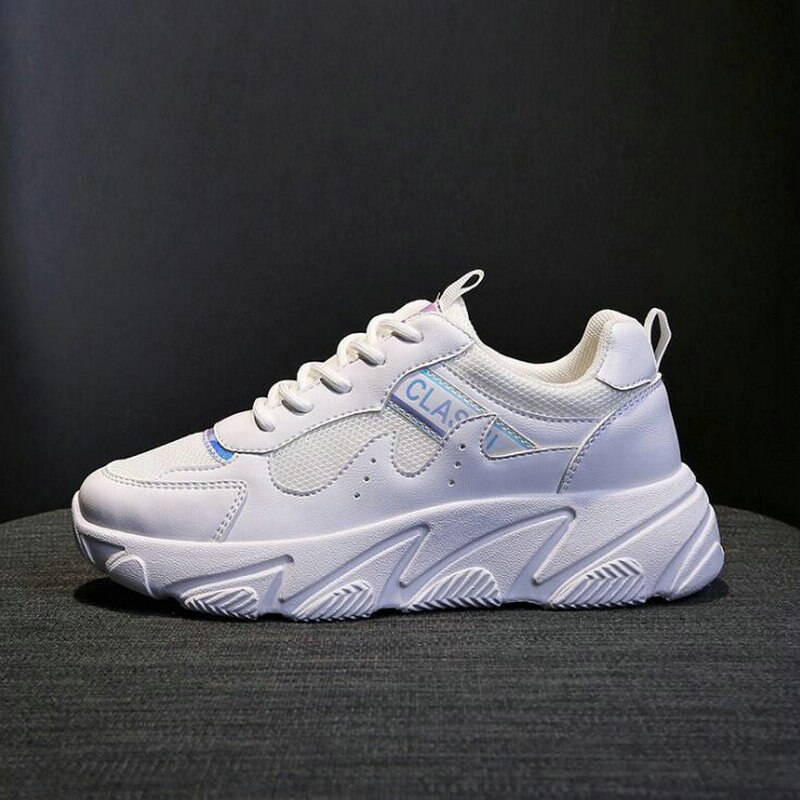 Breathable wild Women Sneakers Korean running shoes Outdoor Jogging Walking Sports Shoes C35-32: White / 5