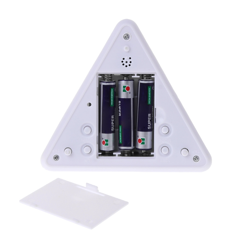 Triangular Pyramid Time 7 Color Change LED Alarm Digital LCD Clock Thermometer