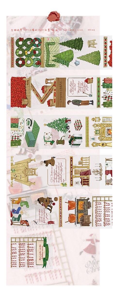 Moodtape washi tape huisdier transparantie Kerst mooie tape Scrapbooking Album diy handgemaakte decoratie sticker maskingtape papier: shengdanchangjing