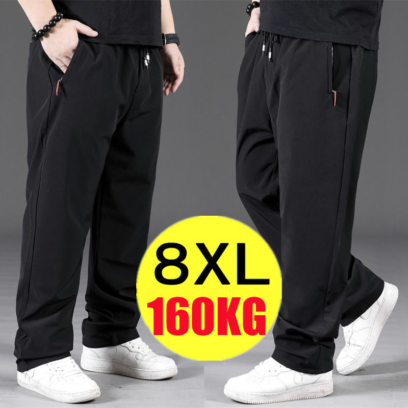 Plus size bomulds casual bukser herre lige løse bukser herretøj elastisk talje cargobukser ren bomuld oversized bukser
