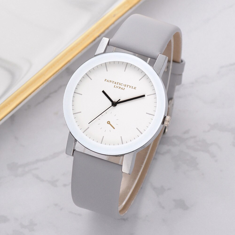 Lvpai geel dameshorloge quartz leren band polshorloge relogio feminino montre femme horloge zegarek damski: F