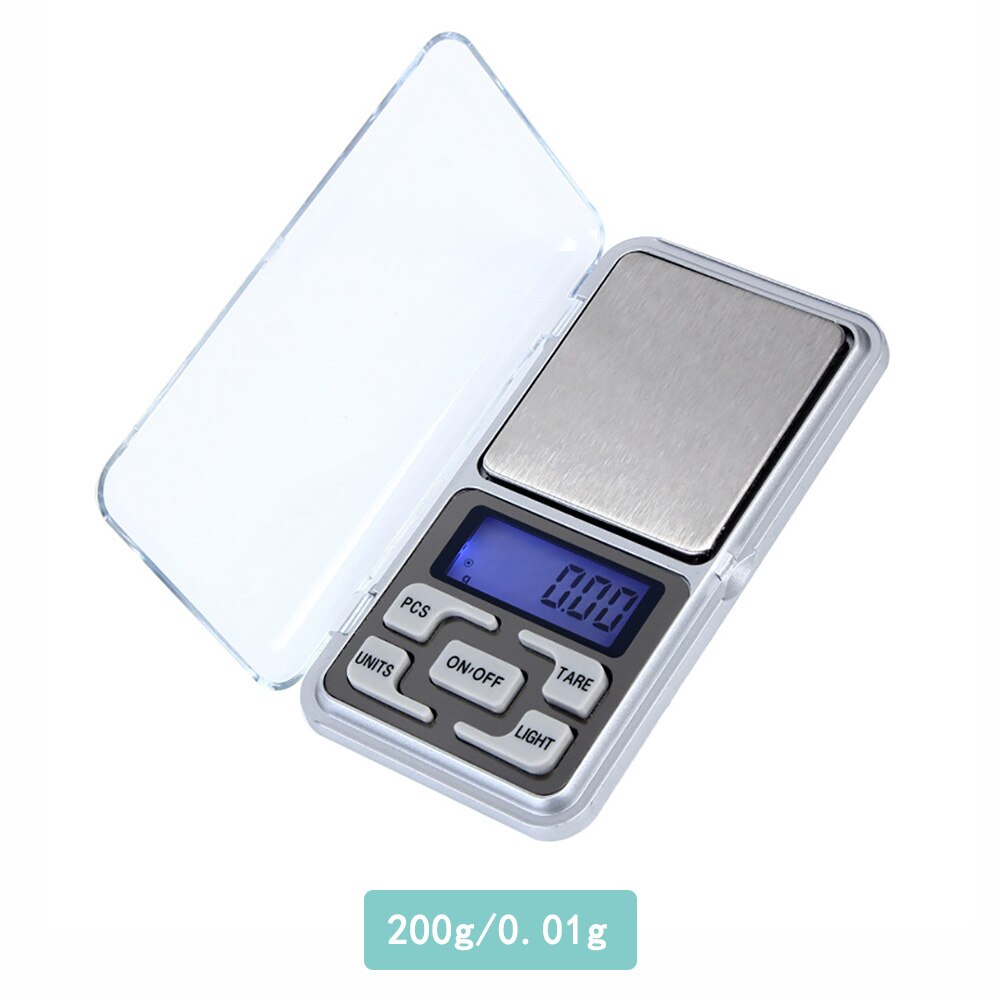 High Accuracy Mini Electronic Digital Pocket Scale Jewelry Calibration Weighing Balance Portable Counting Function Blue LCD: 200g-0.01g