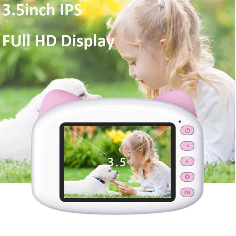 3.5 tommer børnekamera  hd 1080p tegneserie børn digitalt fotokamera legetøj med  mp3 puslespil legetøjskamera fødselsdag til børn