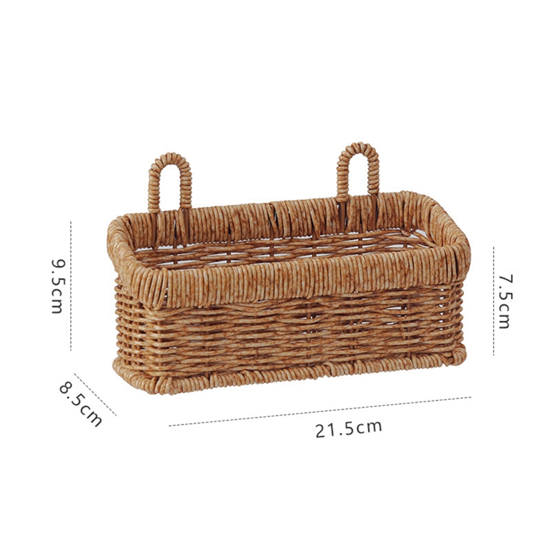 Woven Wall Baskets for Storage Plastic Imitation Ratten Organizing Tray for Home Kitchen Bathroom Farmhouse: light green