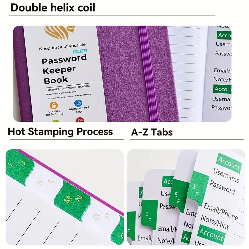Libro de contraseñas con pestañas alfabéticas, registro de direcciones y contraseñas de Internet para organización de contraseñas, cuaderno de notas