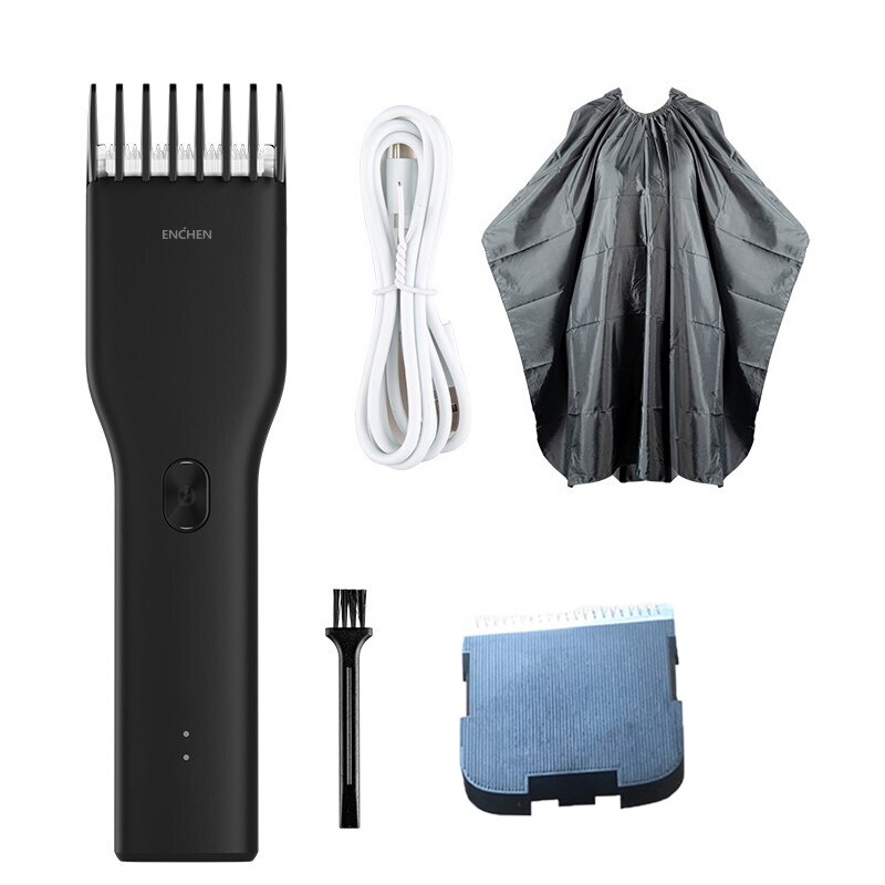 ENCHEN Boost USB Electric Hair Clippers Trimmers For Men Adults Kids Cordless Rechargeable Hair Cutter Machine: Black Set 4