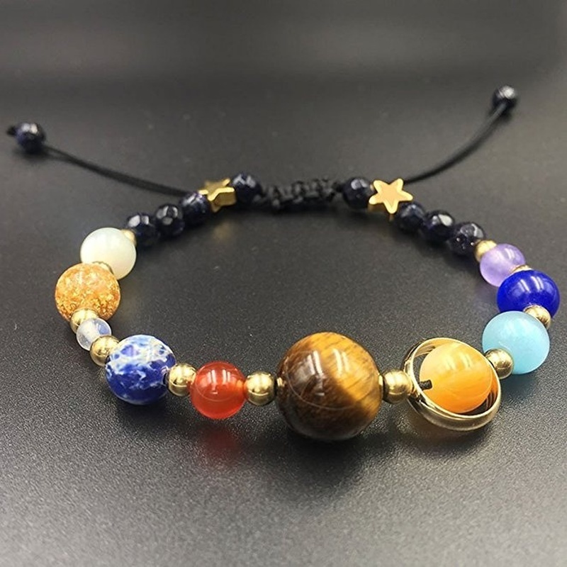 Mode Zonnestelsel Universe Galaxy Acht Planeten Armband Natuursteen Kralen Verstelbare Armband