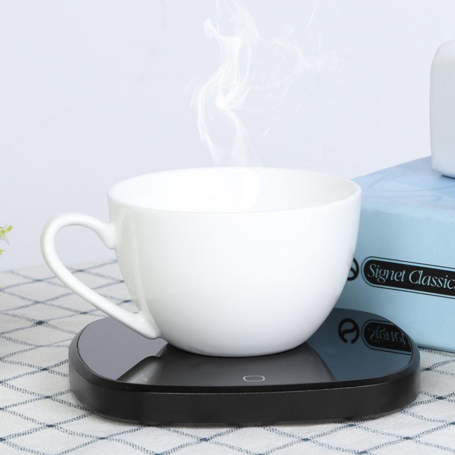 Home touch termostat opvarmning coaster pad mat elektrisk kaffekop varmere sort