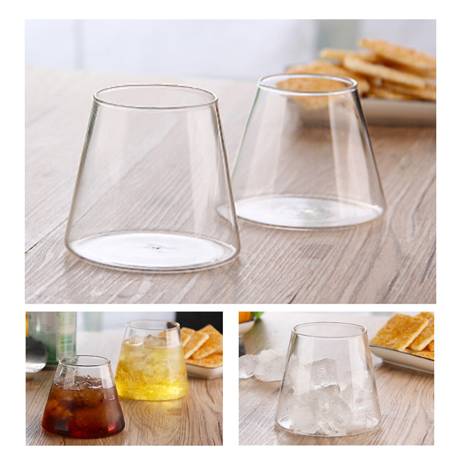 250/300ml Transparent Irregular Coffee Glass Cup Heat Resistant Ice Cream Wine Whisky Beer Mug Kitchen Water Drinking Cup
