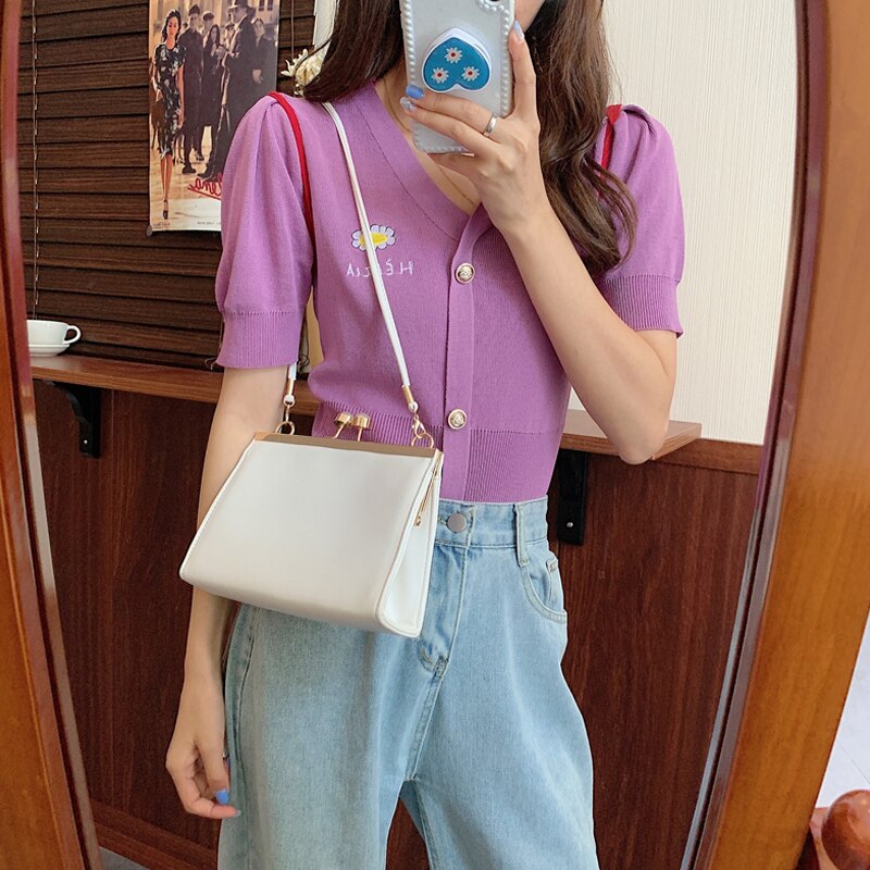 Elegante Parels Gesp Frame Kisslock Tassen Voor Vrouwen Schoudertas Keten Clip Zakken Vrouwelijke Crossbody Messenger Bag Vrouwen Portemonnee