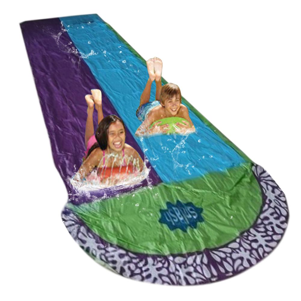 4.8 x 1.4m surf 'n dobbelt vandrutschebane græsplæne vandrutschebaner til børn sommer pool spil legetøj baghave udendørs bølge rytter