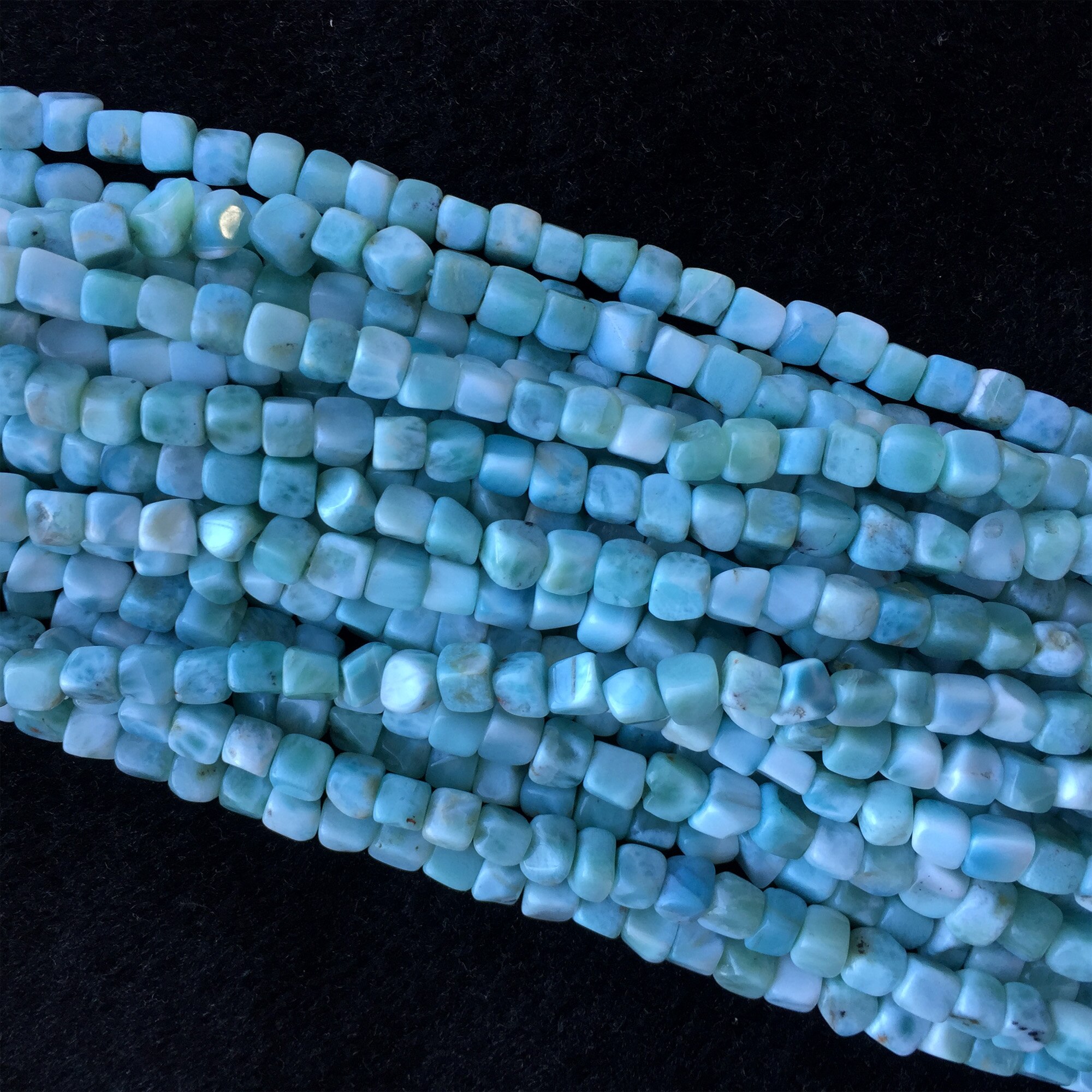 Dominicana Natural Genuine White Blue Larimar Cube Nugget Free Form Fillet Irregular Pebble Loose Beads Fit Jewelry 15" 06207