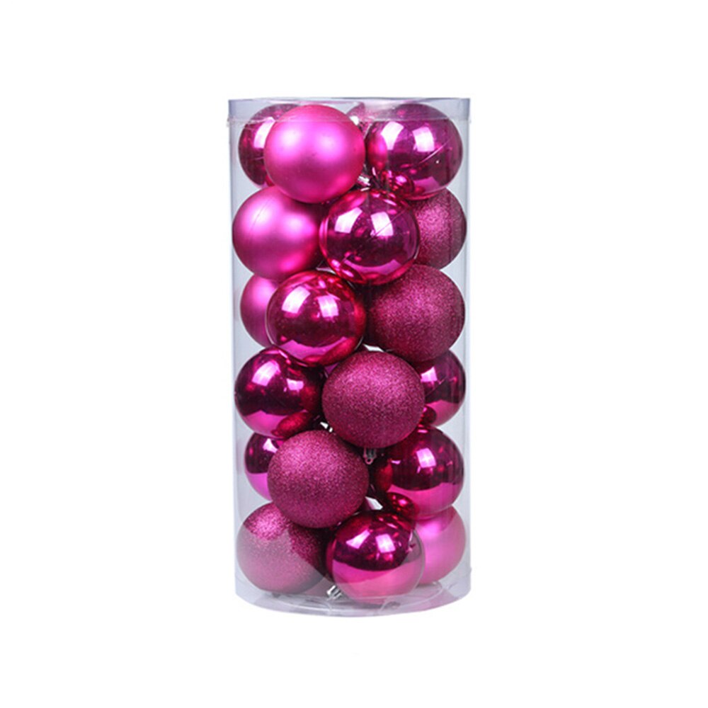 Amerikaanse kerstboom hangende ballen decoratie feest bruiloft kerstballen ornament 24 stuks 60mm: Rozenrood