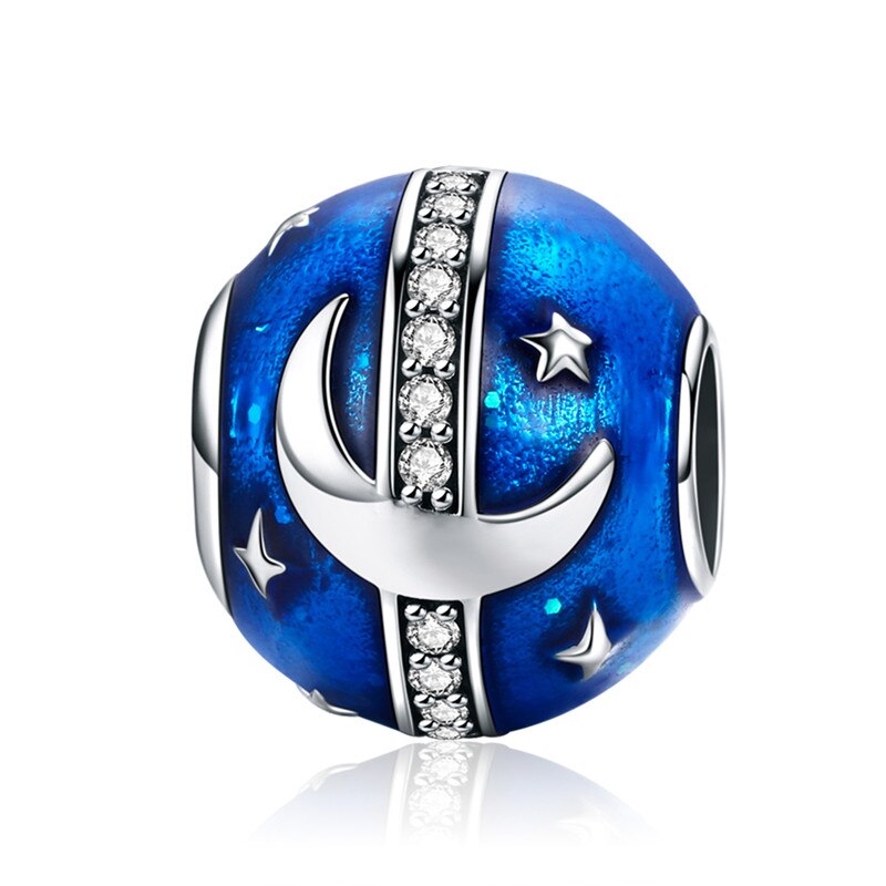 fit Europe Bracelet Silver 925 Original Blue Universe Planet Star Moon Beads S925 Astronomical Space UFO Charms Jewelry Making: asc796-1