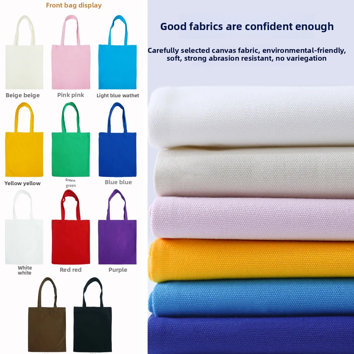 Puur katoenen canvas tas Milieuvriendelijke boodschappentas Meerkleurige draagbare lege tas Borduren Bedrukte draagtas voor maatwerk