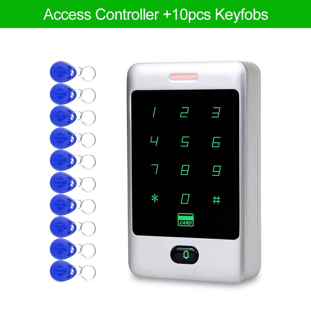 RFID Standalone Touch Metal Access Control With 10 Keychains 125KHz ID Waterproof Cover For Door Access Control System 8000 user: C30 with key