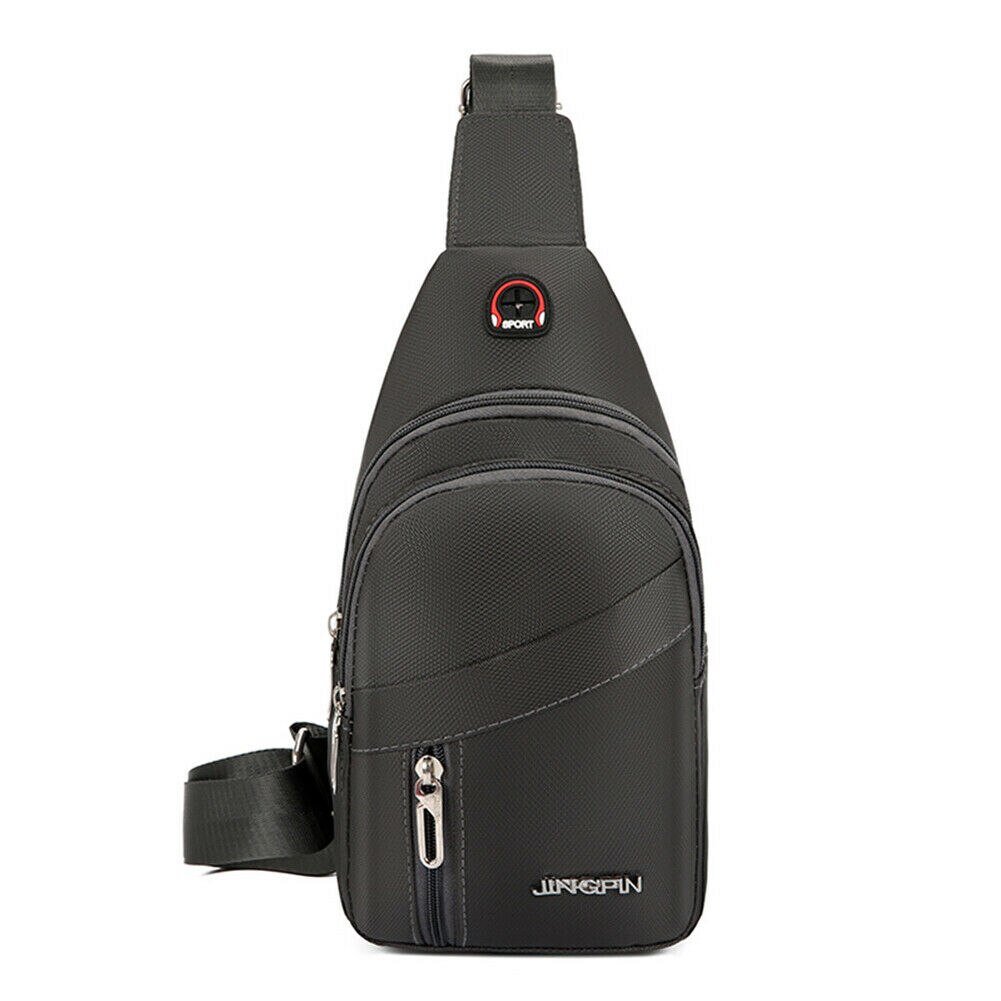 Men's Chest Bag Cycle Sling Pack Satchel Shoulder Bag Handbag Male Zipper Casual Small Day Packs Purse: Dark Grey