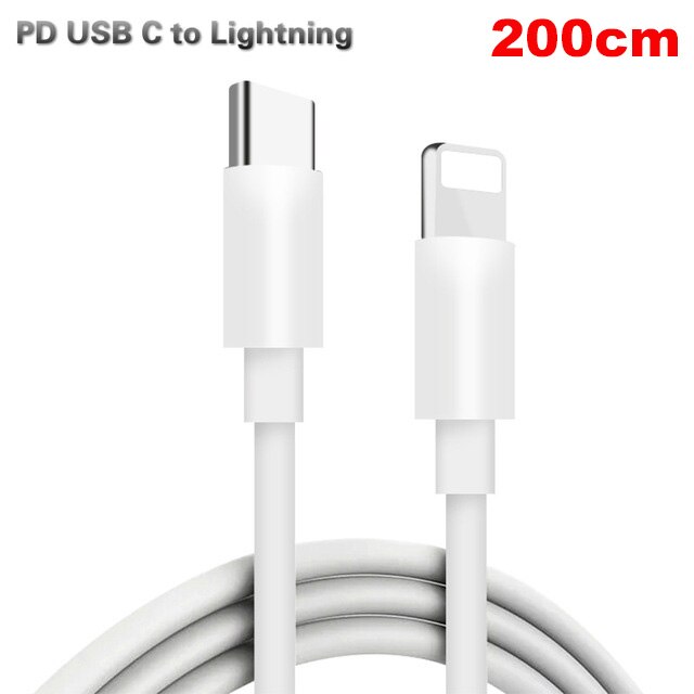 Original 20W For iphone 12 ChargerUSB C C2L Adapter Travel PD fast charger QC3.0 for Apple Cable for iPhone 12 mini 11 Pro Max: 2m Cable Only