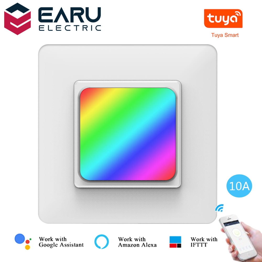 EU WiFi Smart Wall Switch Push Button Timer Relay Switch Voice Remote Control RGB LED Night Light Lamp TUYA Alexa Google Home