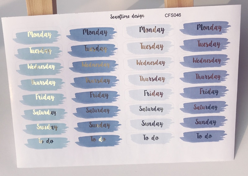 1pc Weekly calendar English words adhesive stickers blue Decorative Sticker DIY Planner diary Scrapbooking album Stickers