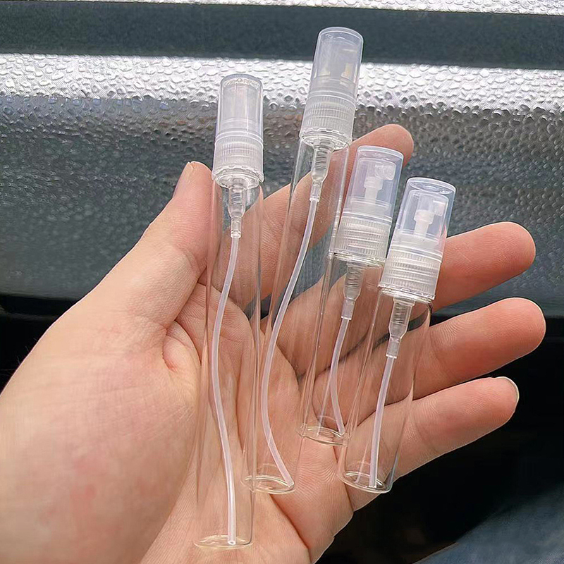 Mini botella de vidrio transparente para Perfume, frasco vacío para cosméticos, tubo de ensayo de muestra, viales de vidrio fino, 2ML, 3ML, 5ML, 10ML