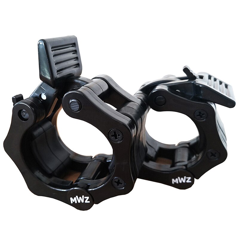 MWZ 2 Inch Olympic Size Barbell Clamp Collar for Pro Training Fitness Quick Release Pair of Locking: Black