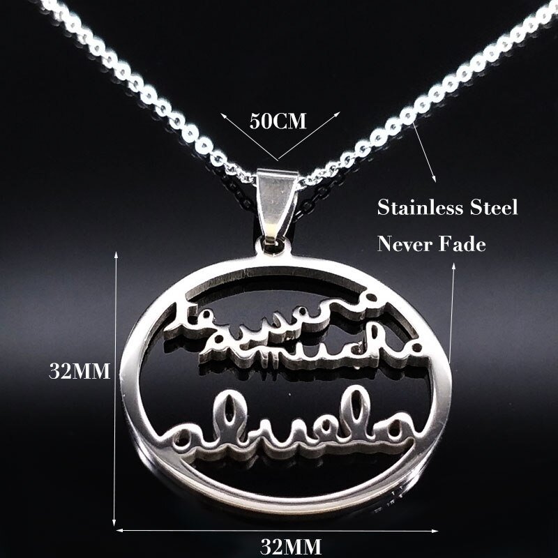 Grandmother Stainless Steel Statement Necklace Women jewlery Silver Color Necklaces & Pendants Jewelry navidad N18021