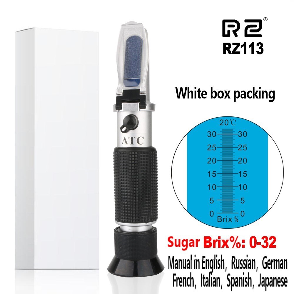 RZ Handheld Refractometer Brix 0~32% ATC Meter For Milk Juice Sugar Densitometer Refractometer Handheld Tool Test Refractometer