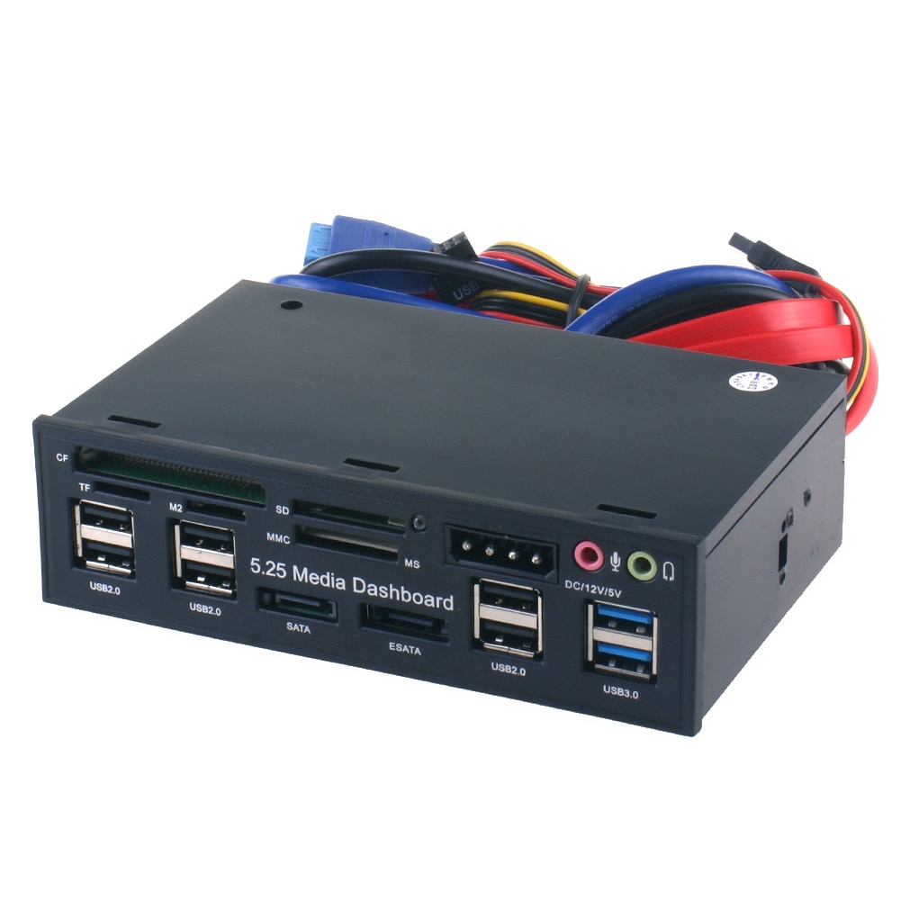 5.25inch Optical Drive Card Reader Computer Front Panel Audio Accessories Media Dashboard ESATA Internal USB 3.0 PC Multifuntion