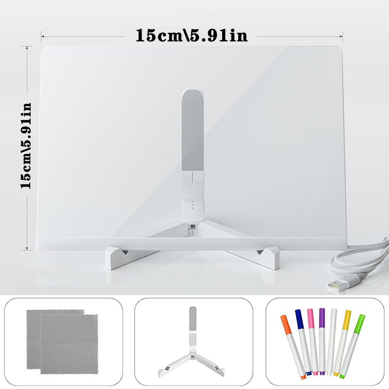 Pizarra luminosa LED, juguetes de dibujo, luz mágica, pizarra, Graffiti, lámpara artística para colorear, tablero de mensajes acrílico, juguete Montessori para niños: Blanco
