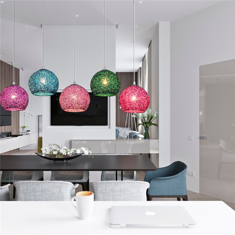 Modern aluminium metall  e27 led taklampa macaron enkelhuvud pendellampa för trappa matsal vardagsrum studie hotell
