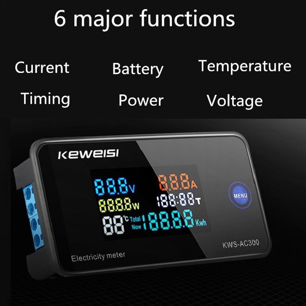 AC 50~300V 100A Digital Electricity Meter Voltmeter Measurement Current Voltage CT With Ammeter Temperature Power Y4J7