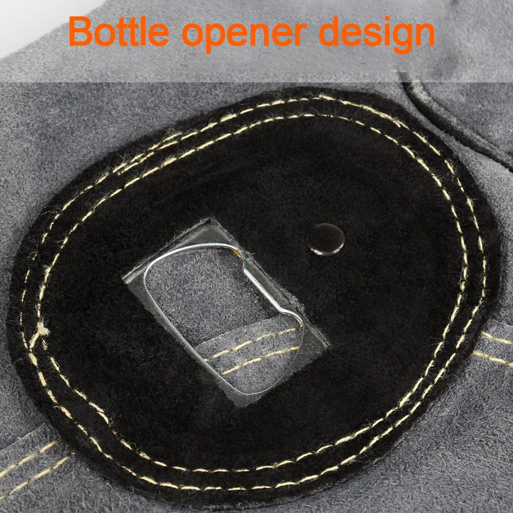 Gants de four pour Barbecue, en cuir forgé, pour soudage, résistant à la chaleur, avec ouvre-bouteille, pour cuisson au Barbecue