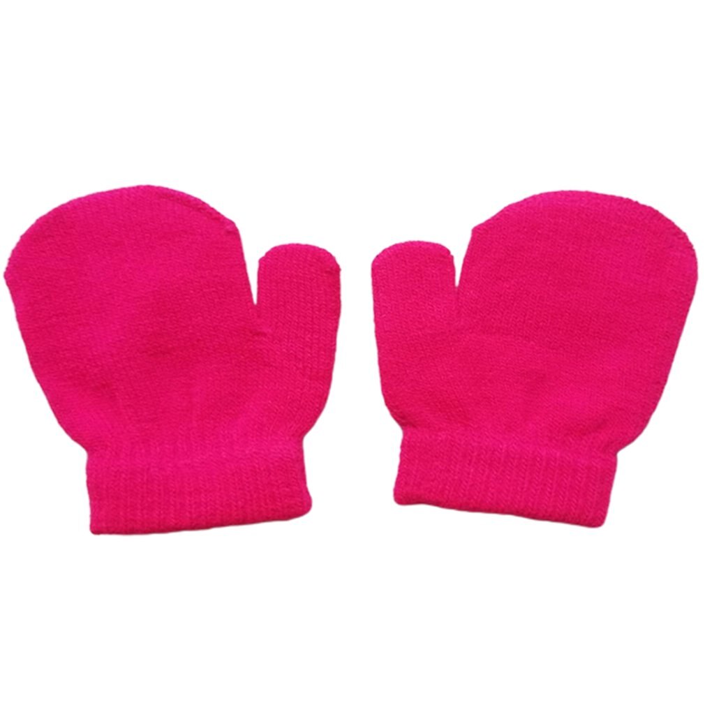 Guantes de invierno para niños, mitones de punto para recién nacidos, Niña y niño pequeño, guantes de invierno sólidos: rose red