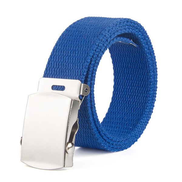 Riem modieus 9 kleuren zowel mannen als vrouwen riemen effen canvas automatische gesp riem herenriem 110cm: Blauw