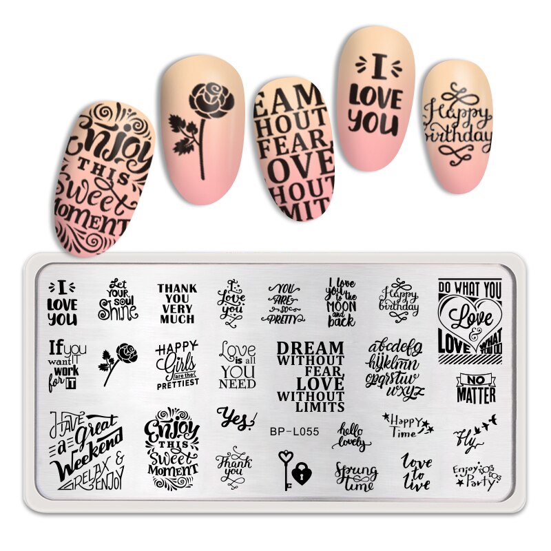 Geboren Pretty Fire Rechthoek Stempelen Template Manicuring Nail Art Afbeeldingsstempel Plate Exotisme BPX-L012: BP-L055