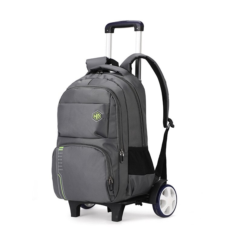 Sacs à dos d'école pour enfants, 2/6/ grandes roues, sac à dos à roulettes amovible, sacs d'école à roulettes, grande capacité, cartable bleu foncé: Grandes roues grises
