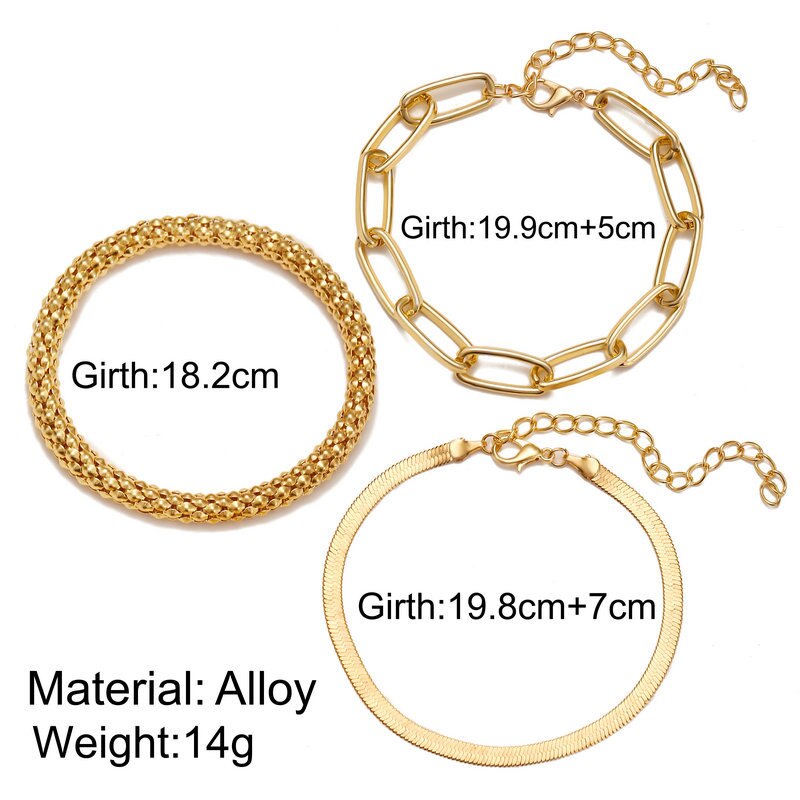 3 Teile/satz Dicke Kette Verknüpfung Armbänder Armreifen Für Frauen Jahrgang Schlange Kette Armbänder einstellen Punk Schmuck